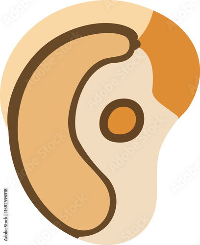 A flat design icon of a human ear, symbolizing hearing impairment or deafness in disability contexts.