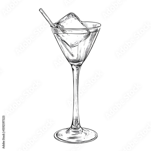 Professional Bartender Ice Scoop Hand-drawn Sketch