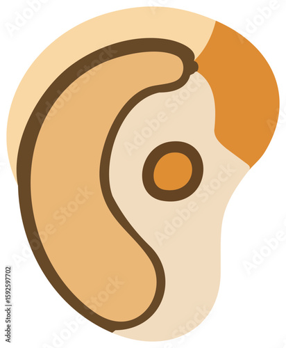 A flat design icon of a human ear, symbolizing hearing impairment or deafness in disability contexts.