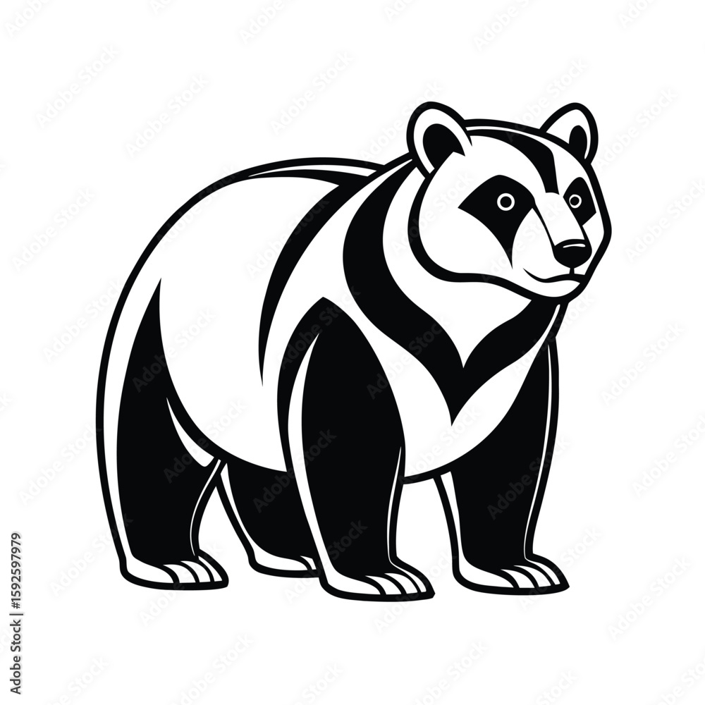 Fototapeta premium Stylized vector illustration of a friendly bear in vibrant colors