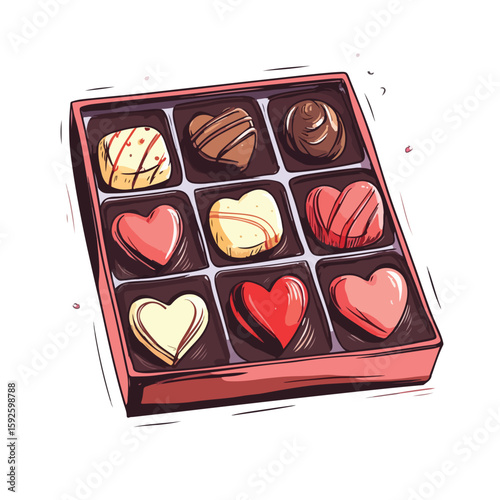 Hand-drawn Chocolate Sweets Box Sketch