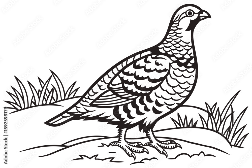 Fototapeta premium coloring page line art the grouse black vector