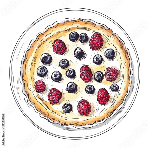 Clafoutis Hand-Drawn Sketch on White Background