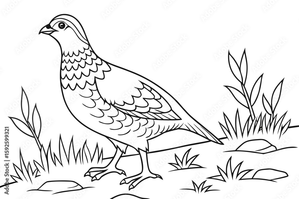 Fototapeta premium coloring page line art the grouse black vector