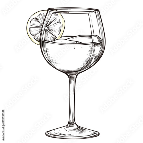 Cocktail Drink Sketch in Balloon Wine