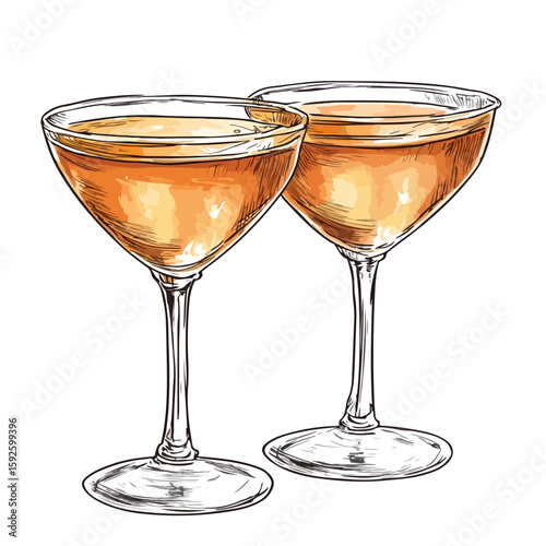 Hand-drawn Sketch Cocktail Champagne Drink