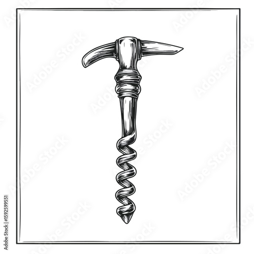 Hand-drawn Corkscrew Sommelier Knife Sketch