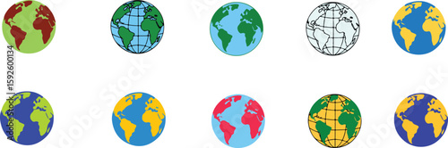 Diverse Planet Earth Illustrations Collection globe world vector bundle collection set pack template elements icons clipart illustration editable flat minimal modern banner poster png eps png, poster 