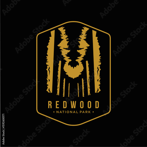 Line art Redwood National Park emblem patch logo illustration