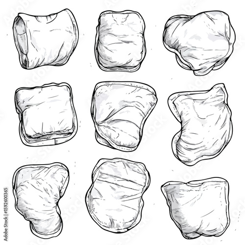 Hand-drawn Diapers Sketch on White Background
