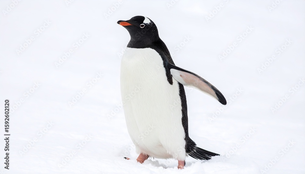 Obraz premium Gentoo penguin on snowy landscape