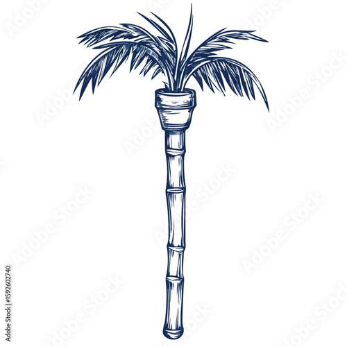 Hand-drawn Hawaiian Bamboo Torch Sketch