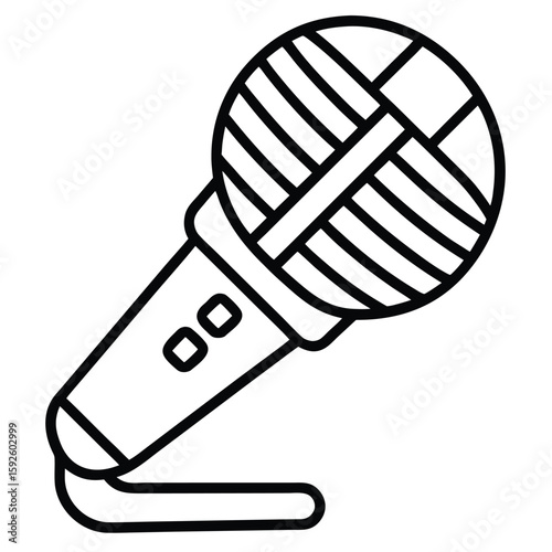 Simple outline microphone icon on a clean white background for audio recording