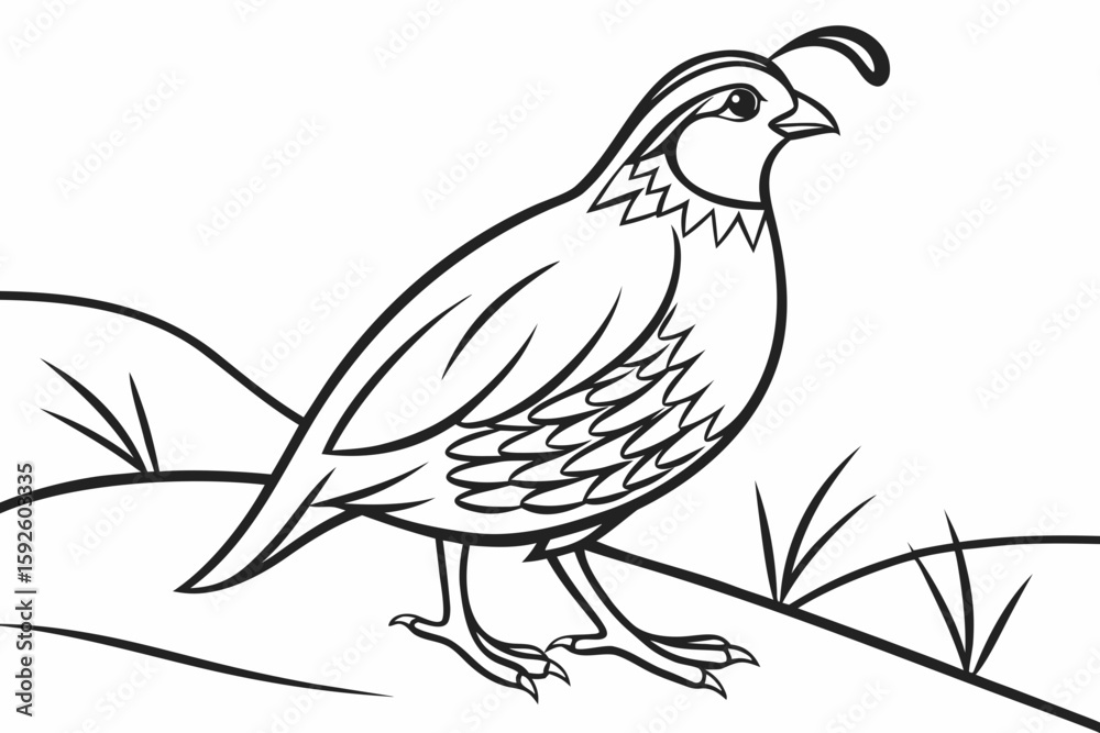 Fototapeta premium coloring page line art the quail black vector