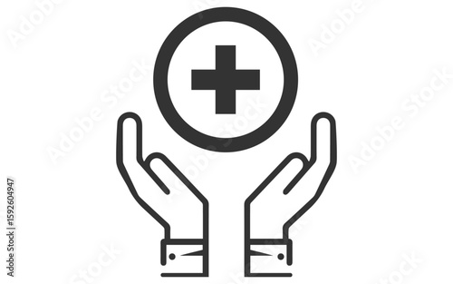 Two hand protecting medical plus image, png protecting hands of a medical plus