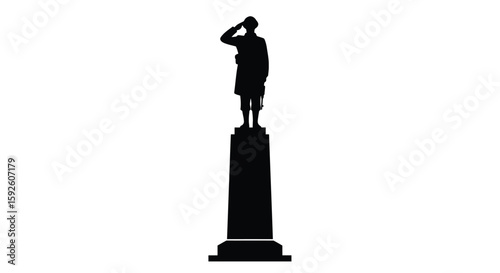 Silhouette of Soldier Statue Saluting