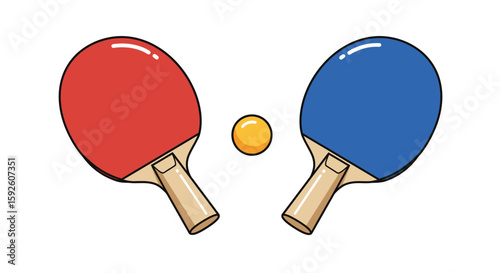Ping Pong Rackets with Ball Illustration
