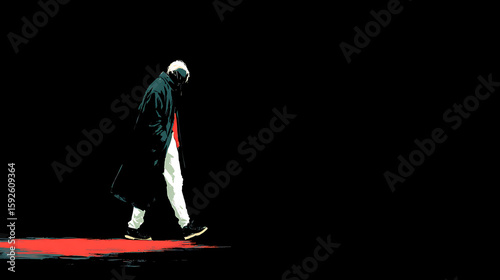 walking to the right,To the center of the main character,background is black