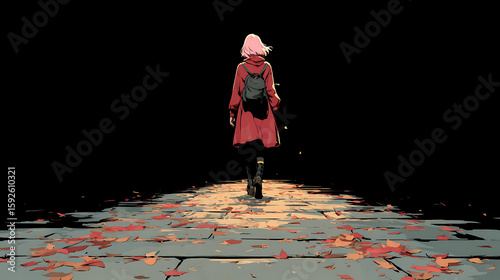 walking to the right,To the center of the main character,background is black
