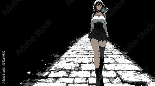 walking to the right,To the center of the main character,background is black