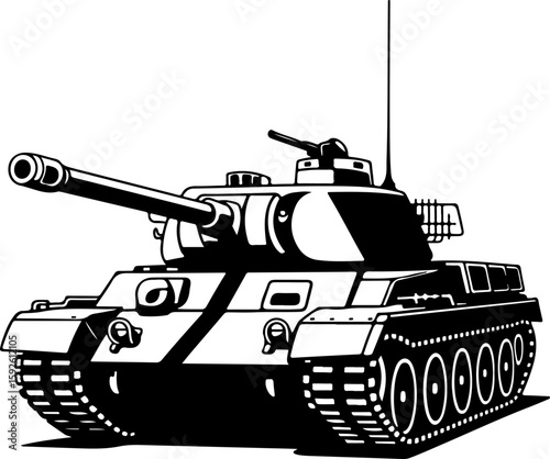 American Military Tank Vector Illustration 