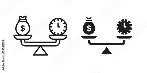 Time and money compare scale icons design vector graphic recourse