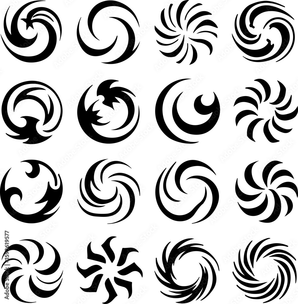 Fototapeta premium Tribal Swirl Mandala Set