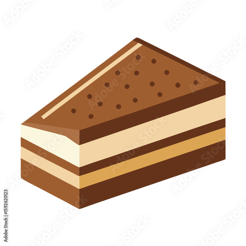 A luxurious slice of tiramisu, delicately dusted with cocoa powder, elegantly isolated on a clean background, a classic Italian dessert.