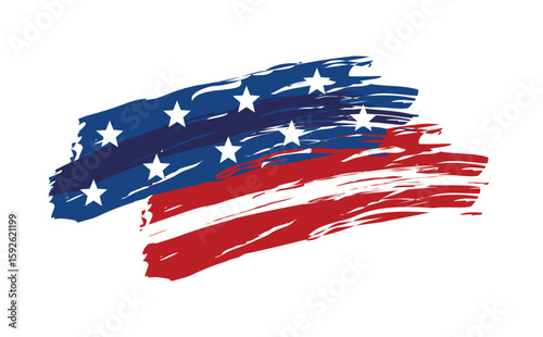 American flag inspired brush stroke design vector on transparent background 