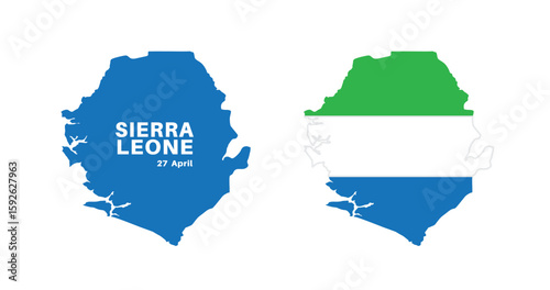  sierra leone flag and map set.  sierra leone flag in official colors and proportions., map