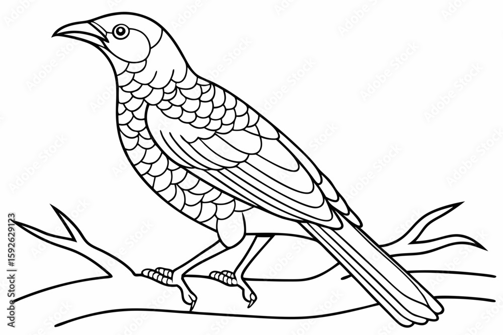 Fototapeta premium coloring page line art the bowerbird black vector