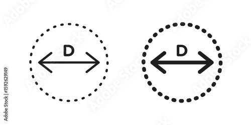 Diameter icons design vector graphic recourse