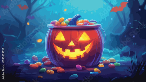Festive Halloween Pumpkin Bucket Filled Candies