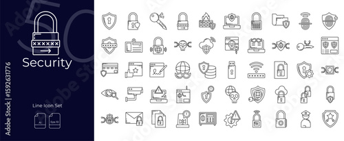 Security Line Editable Icons set. Vector illustration in modern thin line style of Security icons: protection, lock, privacy, etc