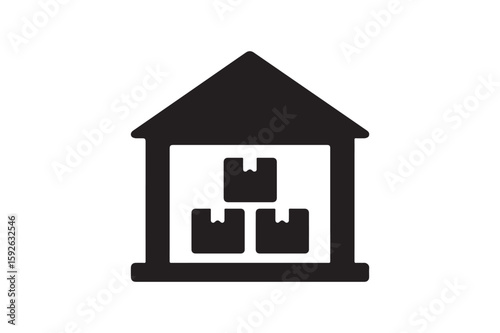 Warehouse icon silhouette vector with white background