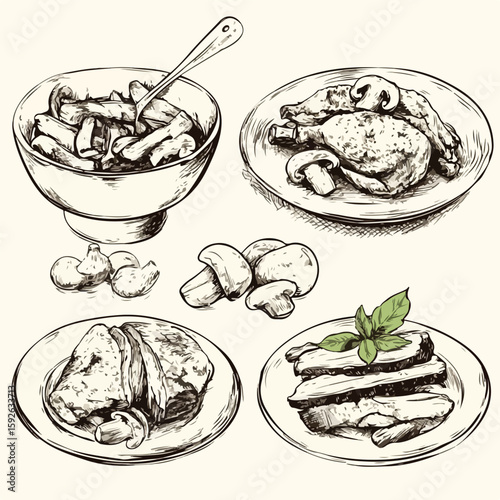 French Cuisine Sketch Set
