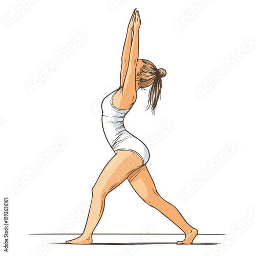 Yoga stretching exercise hand-drawn illustration