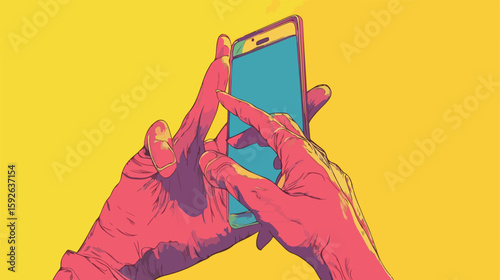 Human Hand Smartphone Device Vector Illustration