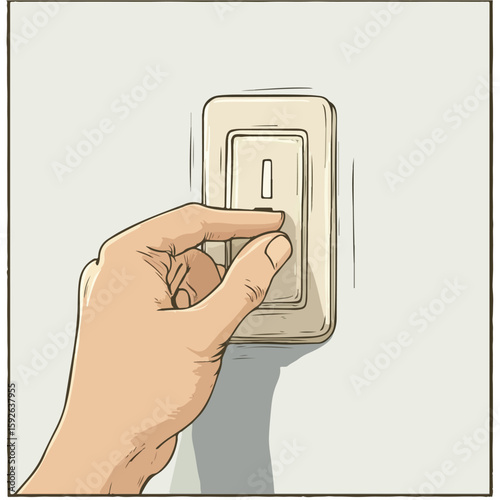 Operate cartoon electric switch illustration