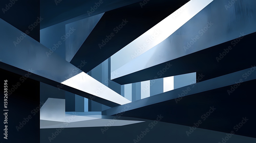 Fototapeta premium Abstract Modern Architecture Blue Interior Design