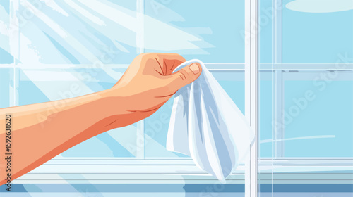 Window Cleaning Vector Illustration