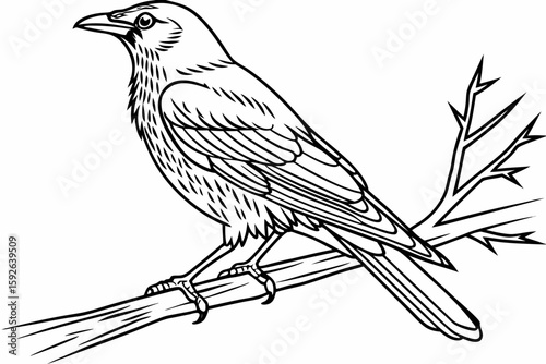 coloring page line art the thrush black vector