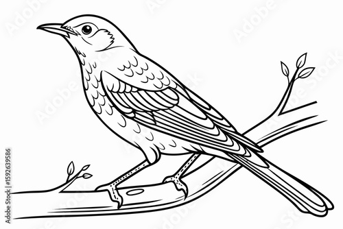 coloring page line art the thrush black vector