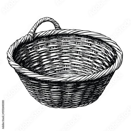 Handcrafted Basket Cartoon Illustration