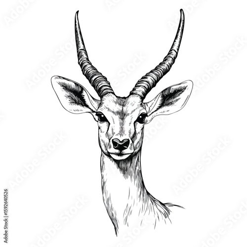 Adult Antelope Black and White Sketch