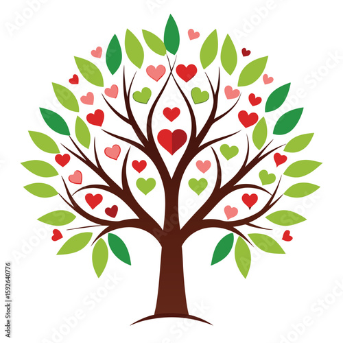 A lovely stylized tree with leaves shaped like tiny hearts, symbolizing love and tenderness in a sweet design.