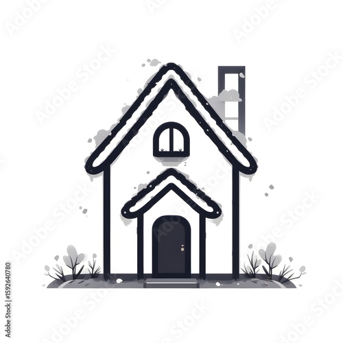 Simple House Line Art - House Outline Icon | Minimalist Home Symbol | Basic House Drawing | Clean Architecture Line | Property Outline