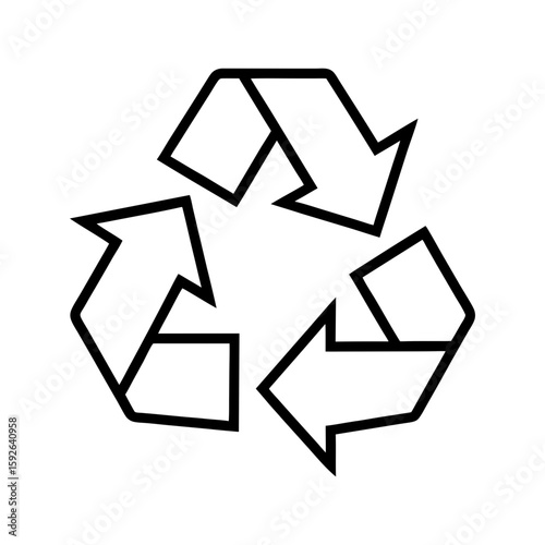 outline vector illustration of a recycling symbol