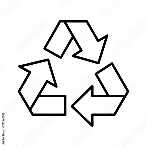 outline vector illustration of a recycling symbol