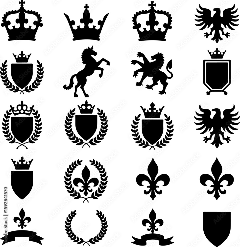 Fototapeta premium Royal Heraldic Symbols Collection